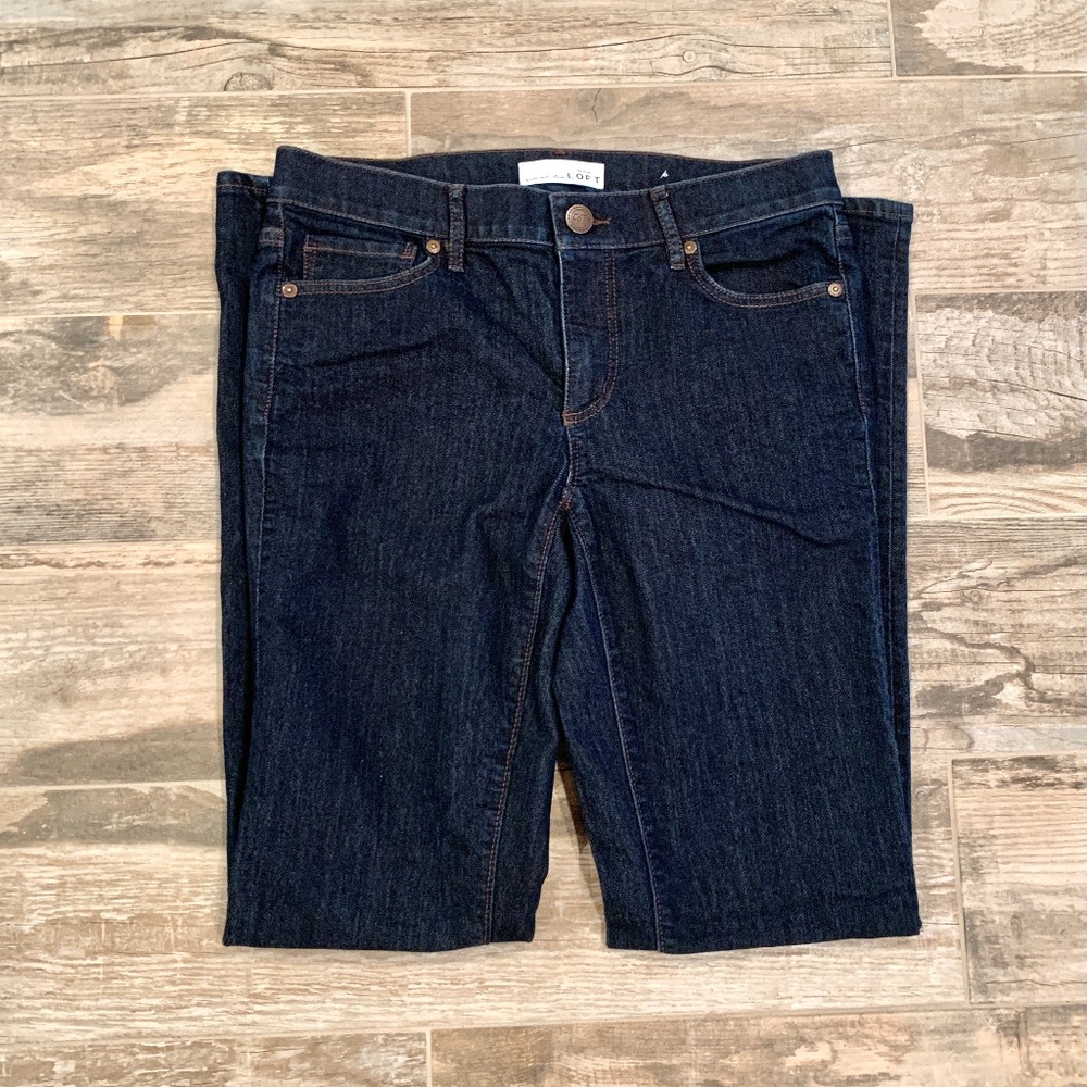 LOFT Modern Straight Leg Dark Wash Jeans 27/4 - Picture 3 of 6